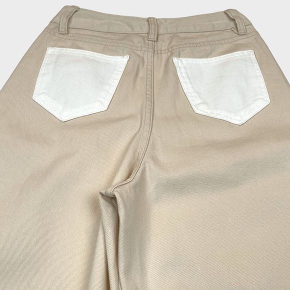 NWT AQUA Color Block Wide Leg Jeans in White/Tan Women's Size 24 - Picture 8 of 11